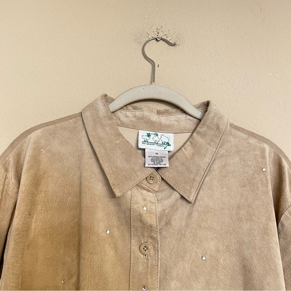 Vintage The Quacker Factory Tan Leather Button Up Shirt Shacket Size 1X - Picture 4 of 16